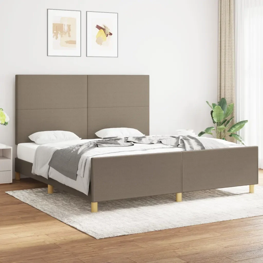 Letto matrimoniale | Letto per adulti | Giroletto senza Materasso Tortora 180x200 cm in Tessuto - Image 2
