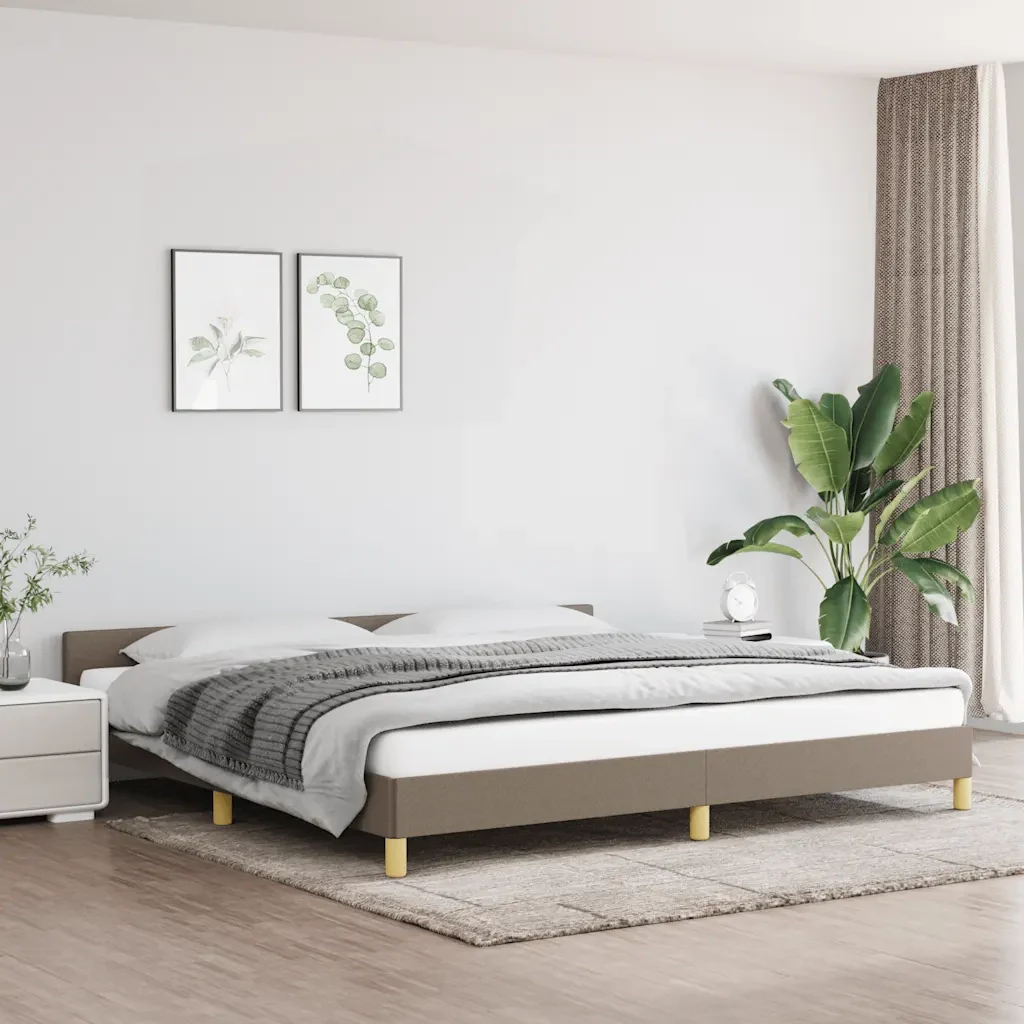 Letto matrimoniale | Letto per adulti | Giroletto senza Materasso Tortora 200x200 cm in Tessuto - Image 2