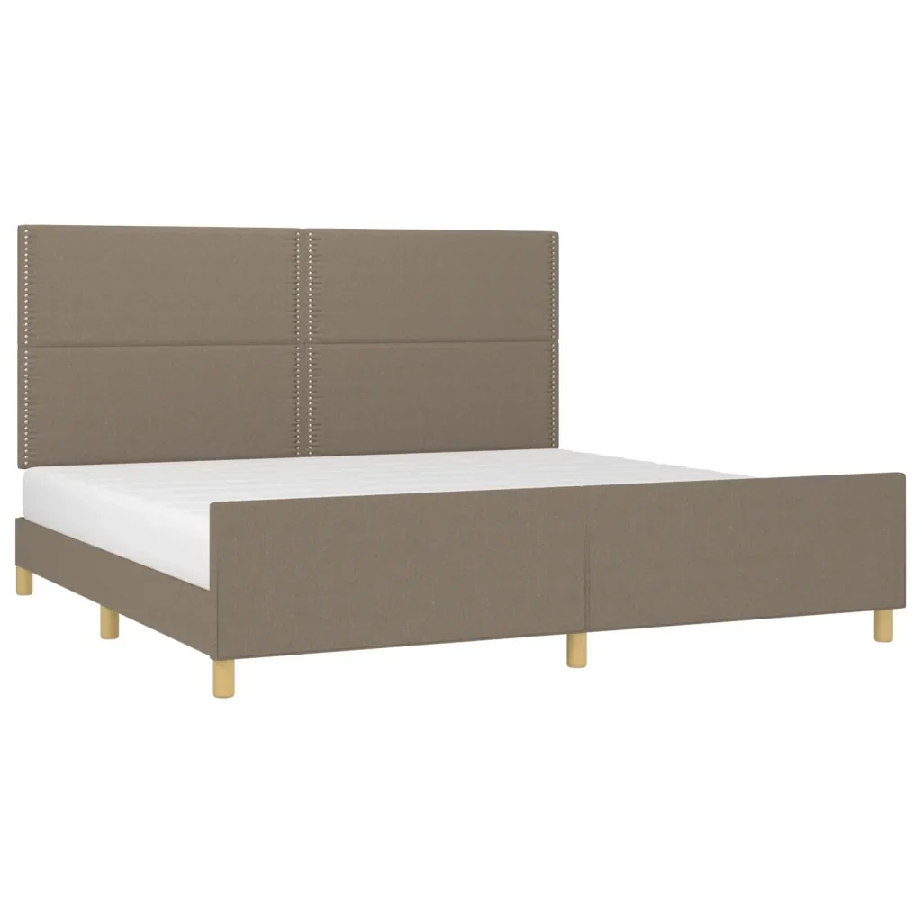 Letto matrimoniale | Letto per adulti | Giroletto senza Materasso Tortora 200x200 cm in Tessuto - Image 3