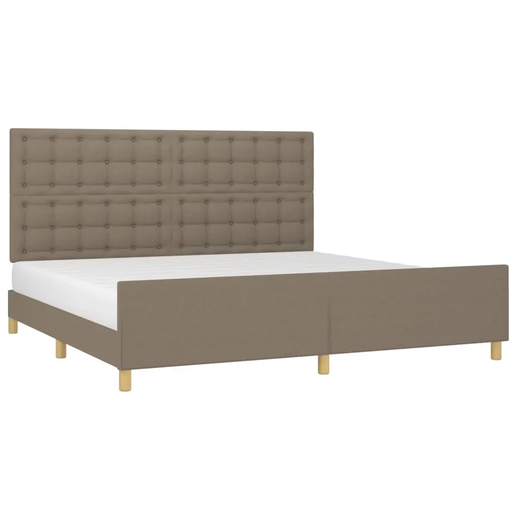 Letto matrimoniale | Letto per adulti | Giroletto senza Materasso Tortora 200x200 cm in Tessuto - Image 4