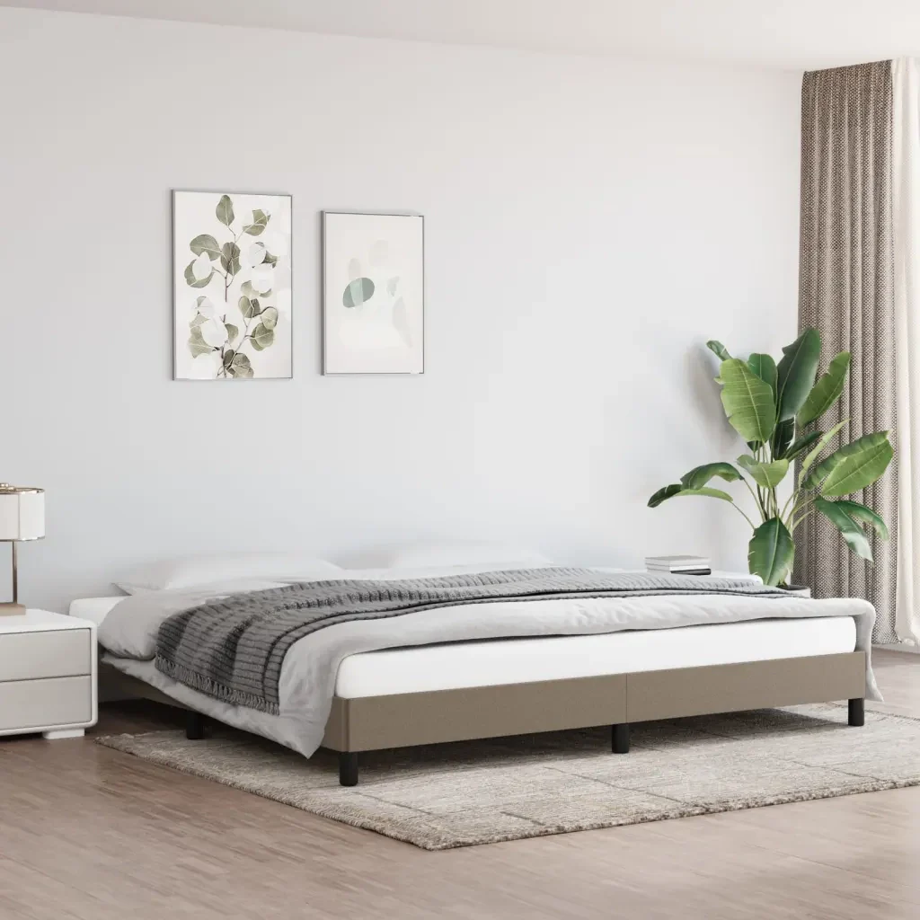 Letto matrimoniale | Letto per adulti | Giroletto senza Materasso Tortora 200x200 cm in Tessuto - Image 2