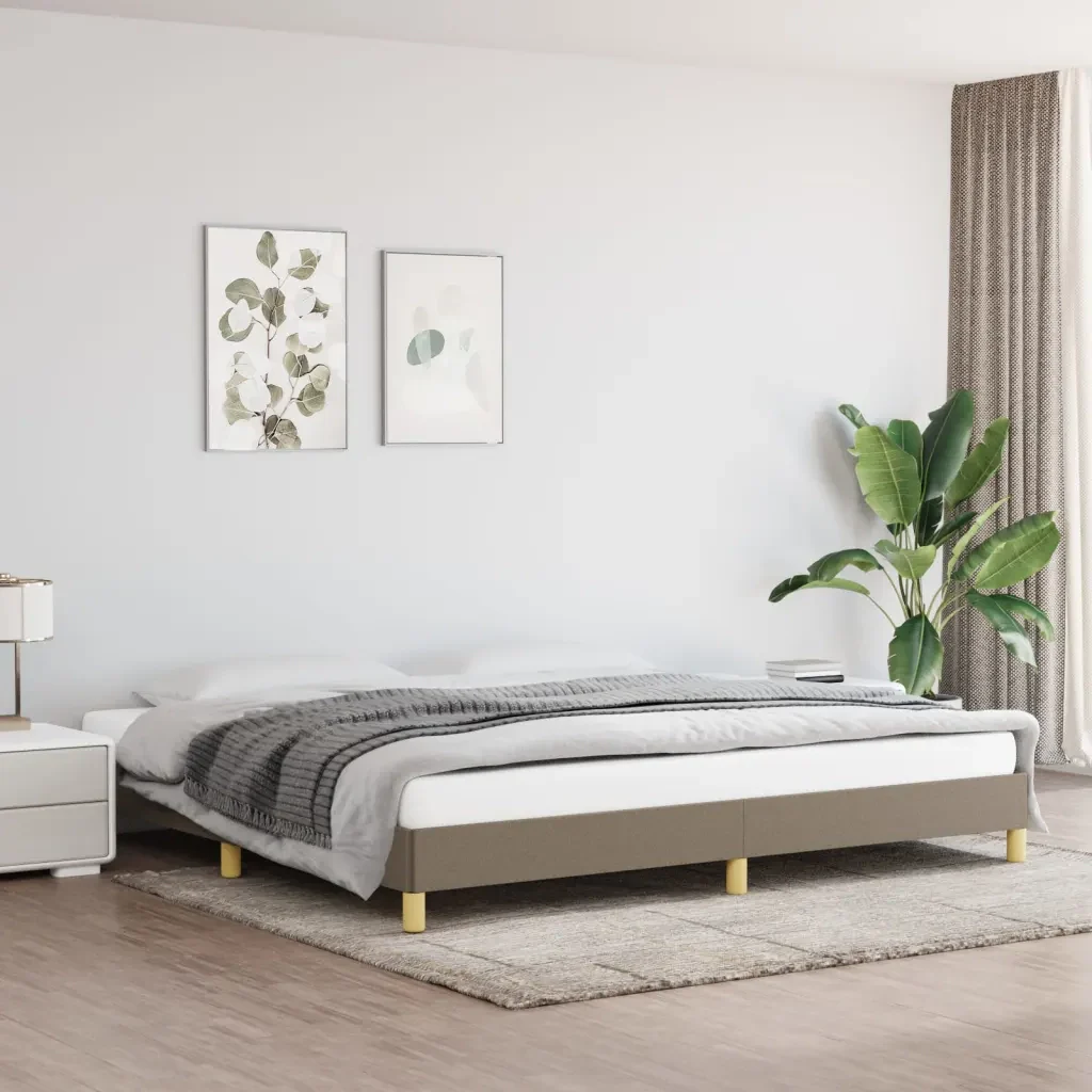 Letto matrimoniale | Letto per adulti | Giroletto senza Materasso Tortora 200x200 cm in Tessuto - Image 2