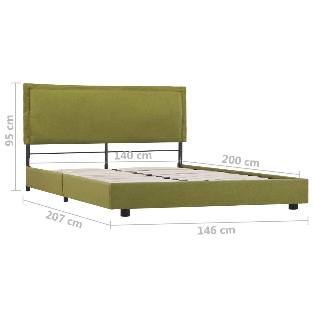Letto matrimoniale | Letto per adulti | Giroletto senza Materasso Verde 140x200 cm in Tessuto - Image 7