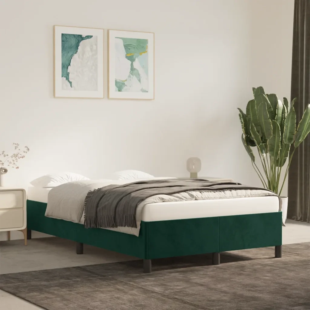 Letto matrimoniale | Letto per adulti | Giroletto senza Materasso Verde Scuro 120x190 cm Velluto - Image 2