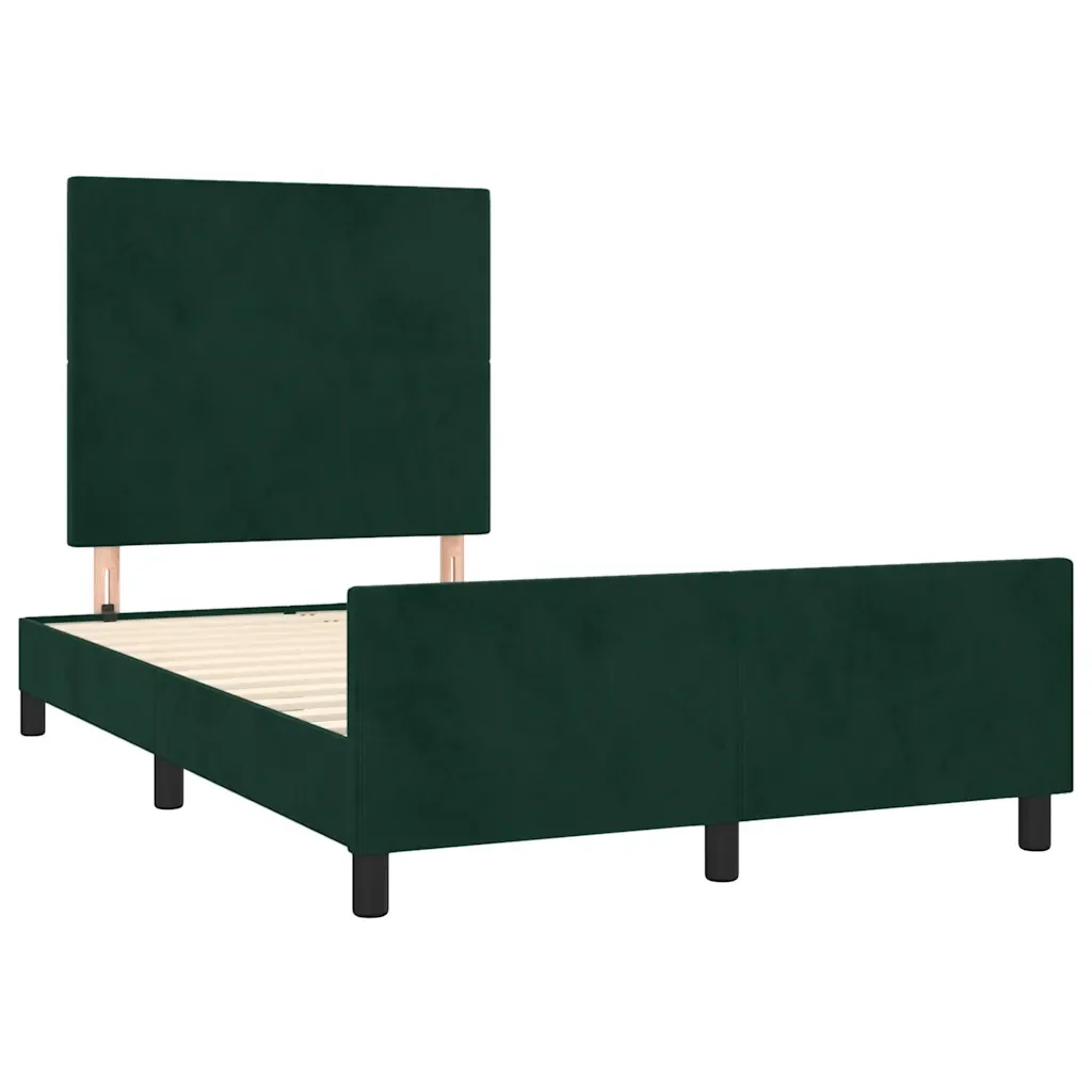 Letto matrimoniale | Letto per adulti | Giroletto senza Materasso Verde Scuro 120x190 cm Velluto - Image 4