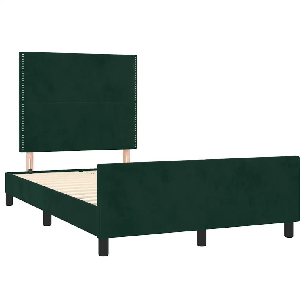 Letto matrimoniale | Letto per adulti | Giroletto senza Materasso Verde Scuro 120x190 cm Velluto - Image 4