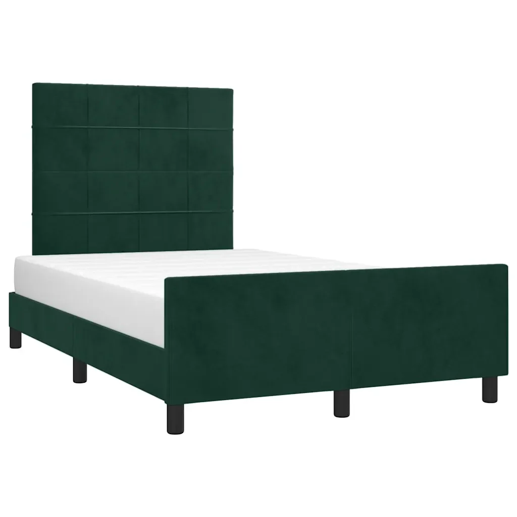 Letto matrimoniale | Letto per adulti | Giroletto senza Materasso Verde Scuro 120x190 cm Velluto - Image 2