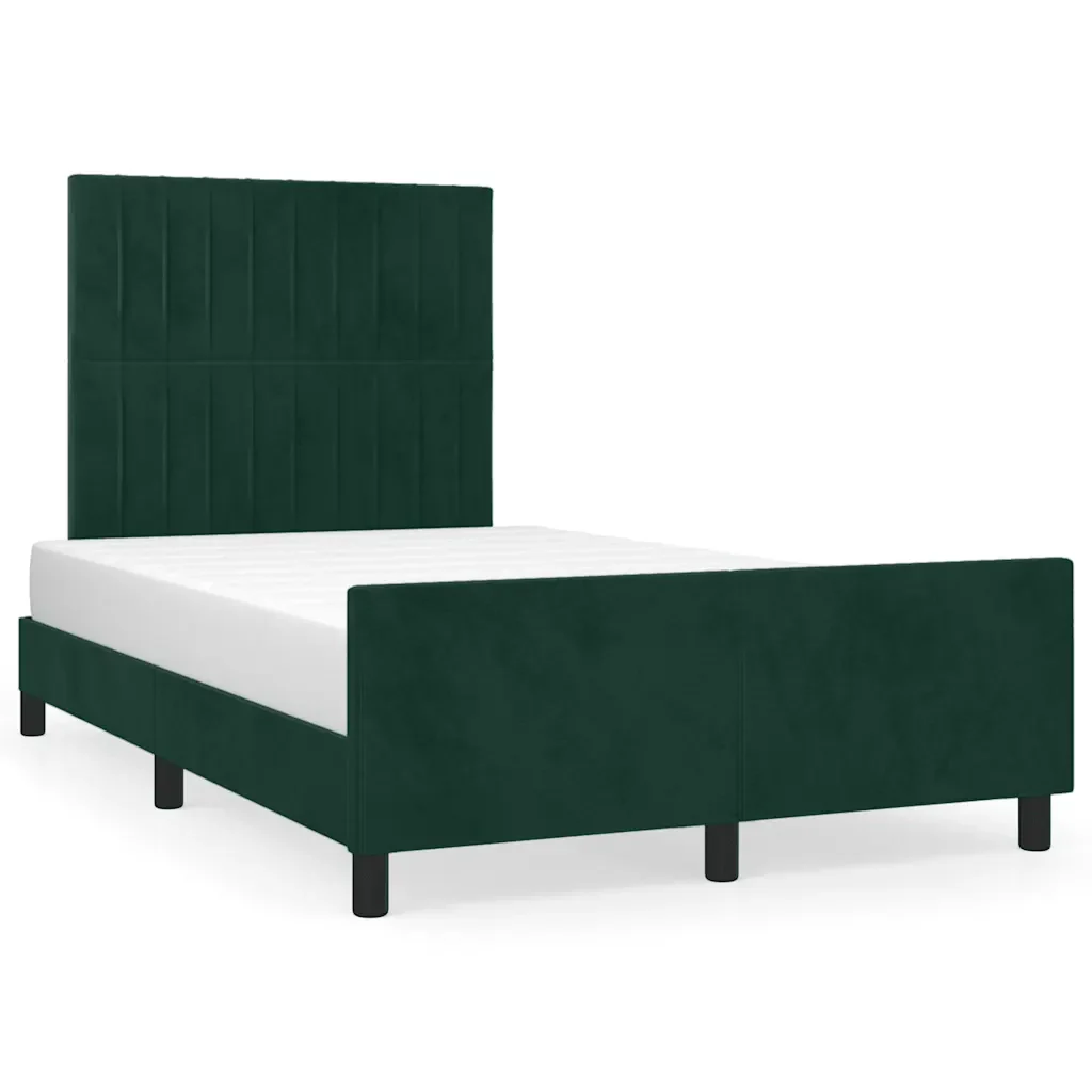 Letto matrimoniale | Letto per adulti | Giroletto senza Materasso Verde Scuro 120x190 cm Velluto