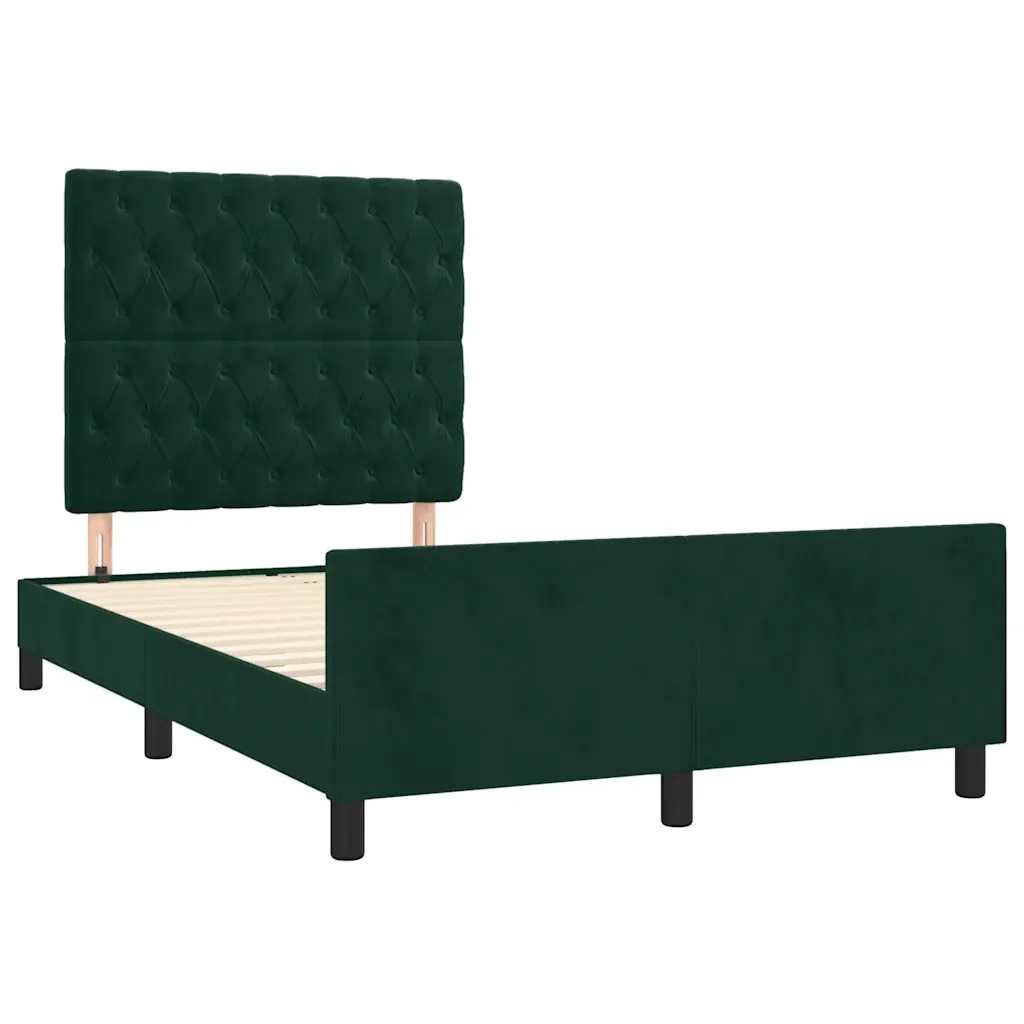 Letto matrimoniale | Letto per adulti | Giroletto senza Materasso Verde Scuro 120x190 cm Velluto - Image 3