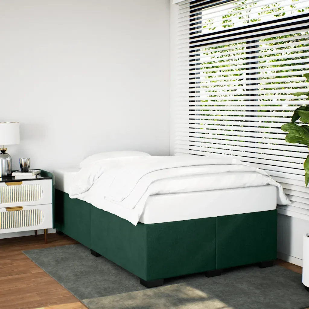 Letto matrimoniale | Letto per adulti | Giroletto senza Materasso Verde Scuro 120x190 cm Velluto - Image 2