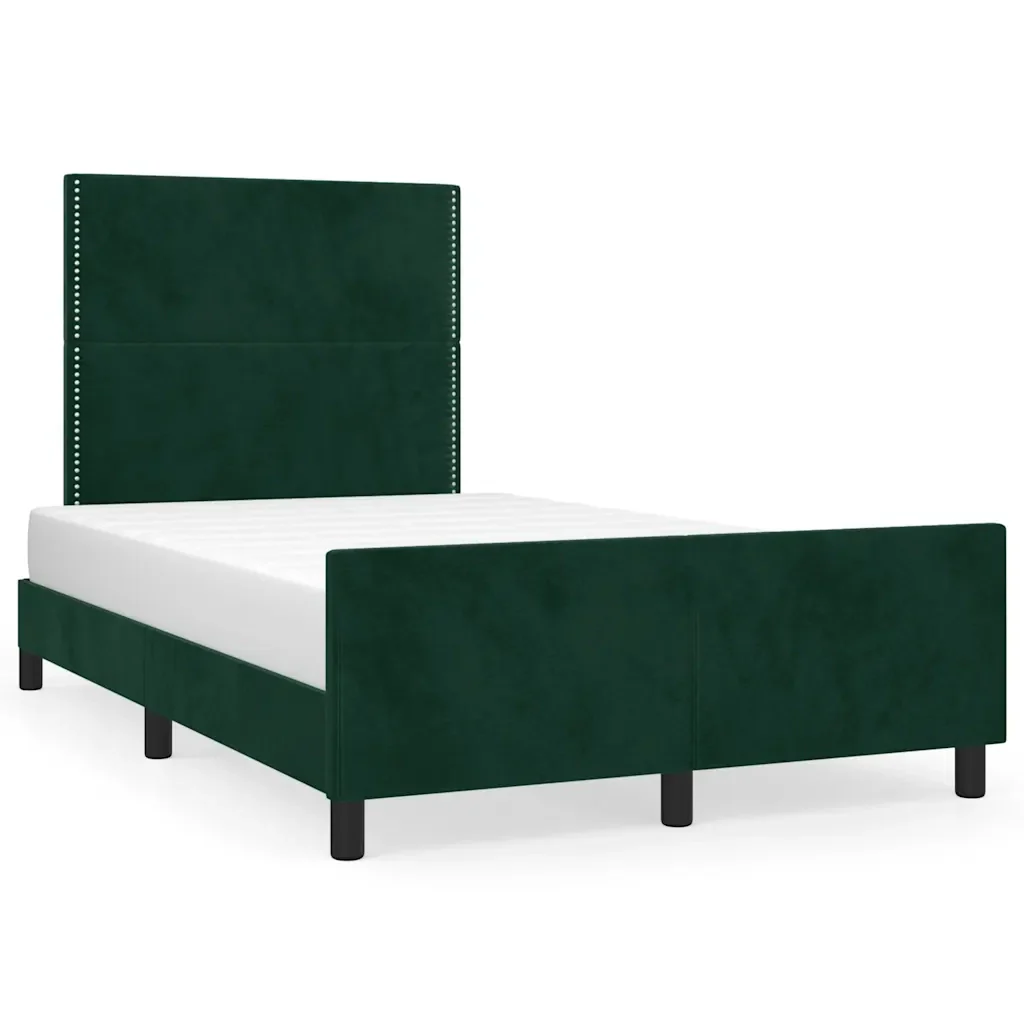 Letto matrimoniale | Letto per adulti | Giroletto senza Materasso Verde Scuro 120x200 cm in Velluto