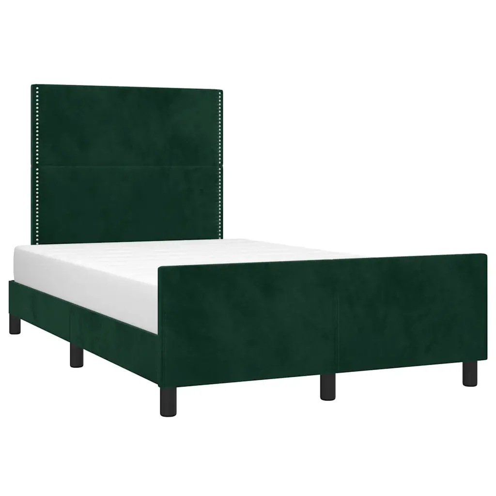 Letto matrimoniale | Letto per adulti | Giroletto senza Materasso Verde Scuro 120x200 cm in Velluto - Image 3