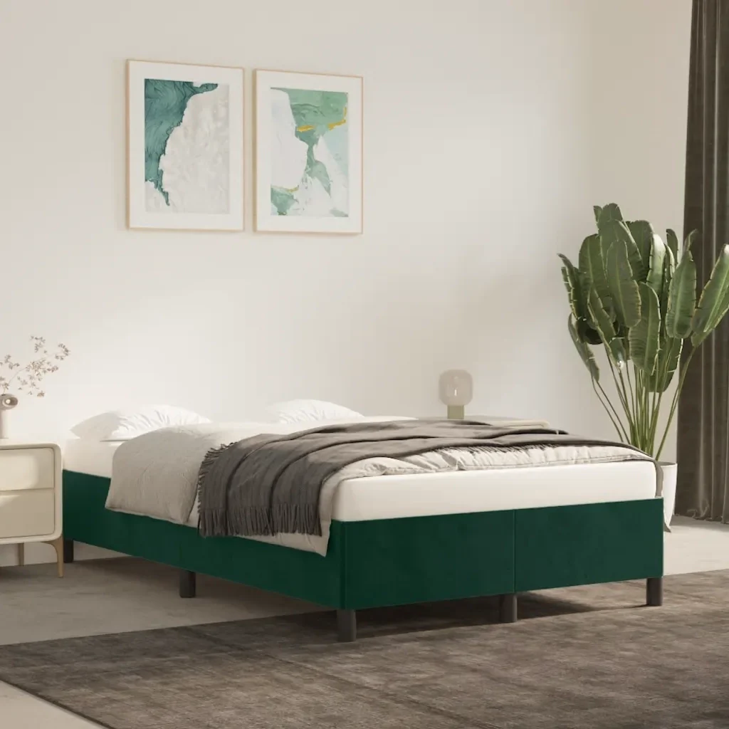 Letto matrimoniale | Letto per adulti | Giroletto senza Materasso Verde Scuro 120x200 cm in Velluto - Image 2
