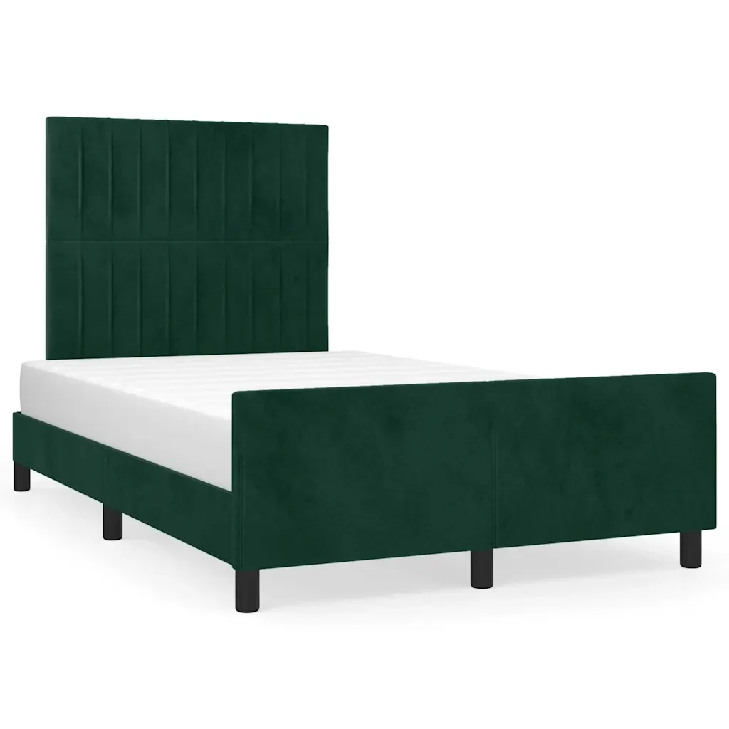 Letto matrimoniale | Letto per adulti | Giroletto senza Materasso Verde Scuro 120x200 cm in Velluto