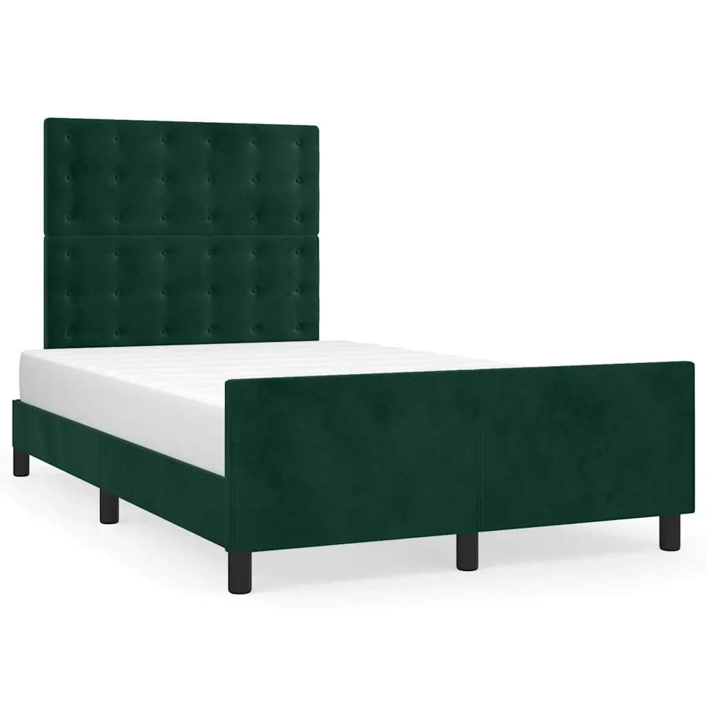 Letto matrimoniale | Letto per adulti | Giroletto senza Materasso Verde Scuro 120x200 cm in Velluto