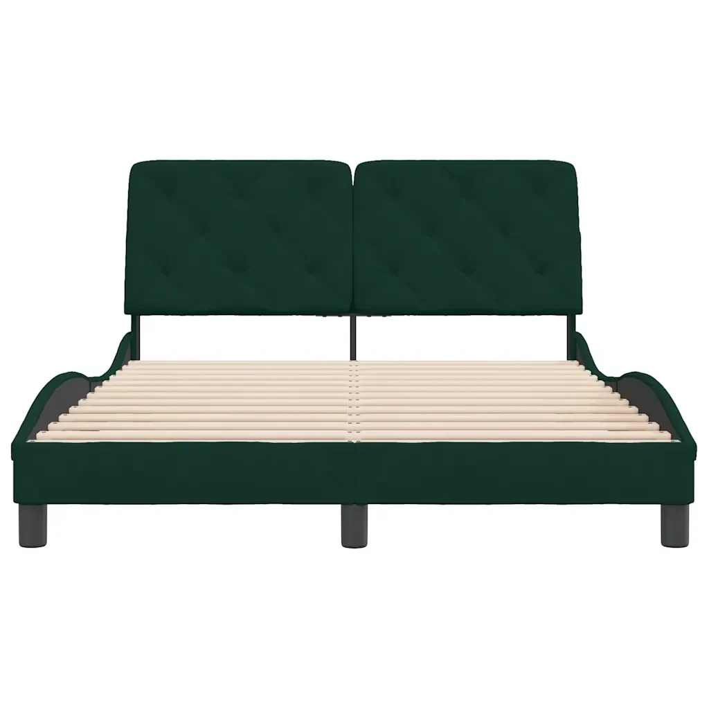Letto matrimoniale | Letto per adulti | Giroletto senza Materasso Verde Scuro 120x200 cm in Velluto - Image 5