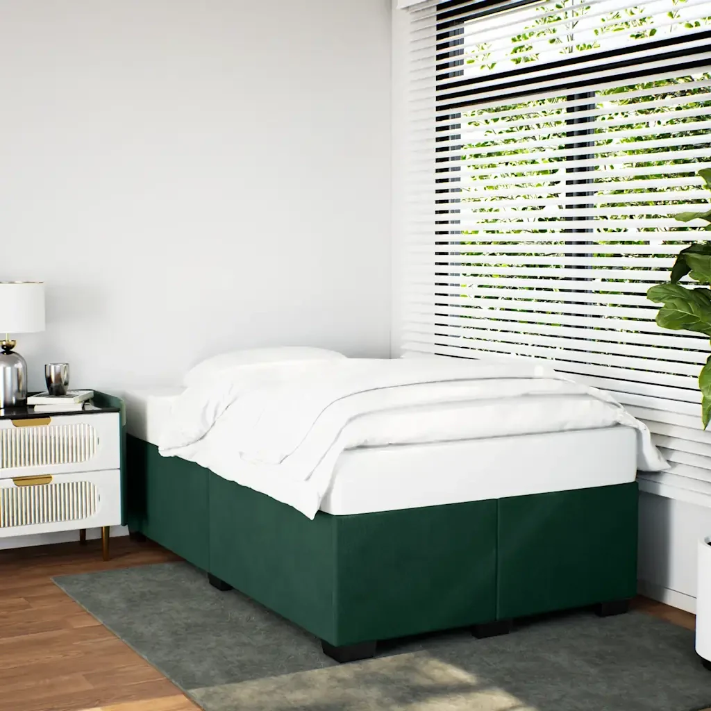 Letto matrimoniale | Letto per adulti | Giroletto senza Materasso Verde Scuro 120x200 cm in Velluto - Image 2