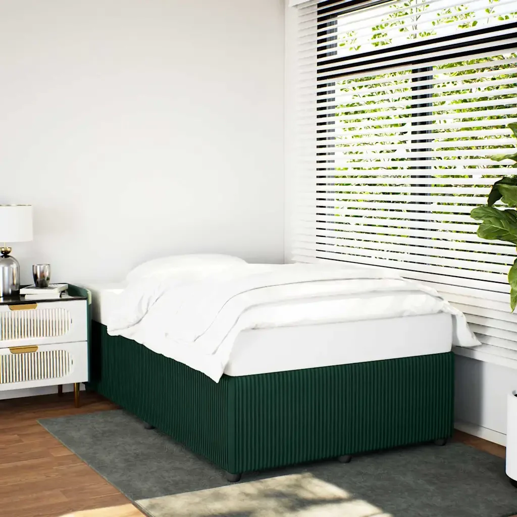 Letto matrimoniale | Letto per adulti | Giroletto senza Materasso Verde Scuro 120x200 cm in Velluto - Image 2