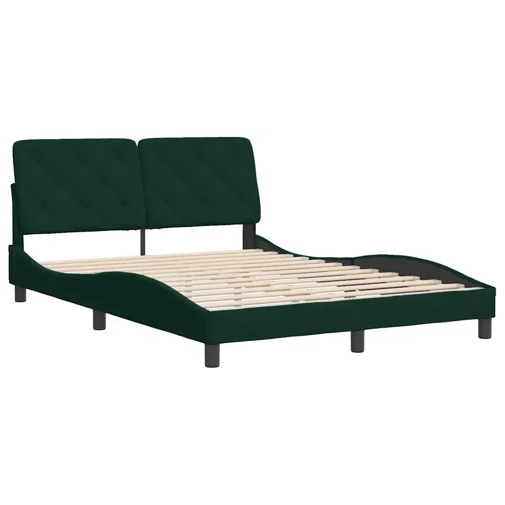 Letto matrimoniale | Letto per adulti | Giroletto senza Materasso Verde Scuro 140x190 cm in Velluto - Image 3