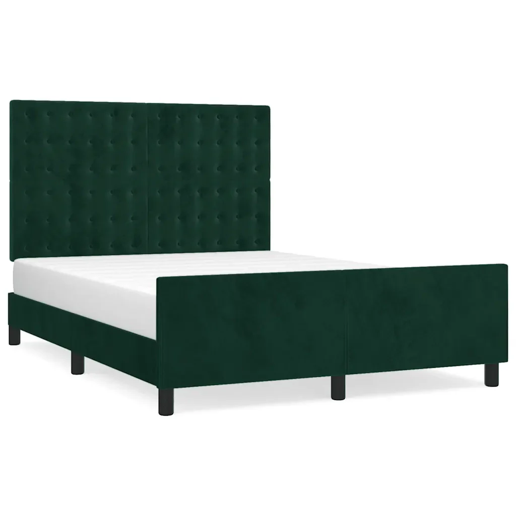 Letto matrimoniale | Letto per adulti | Giroletto senza Materasso Verde Scuro 140x190 cm in Velluto