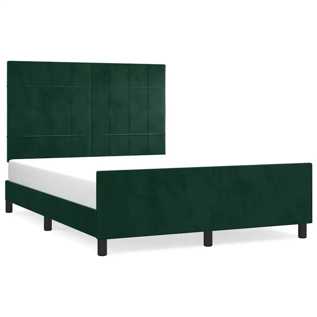 Letto matrimoniale | Letto per adulti | Giroletto senza Materasso Verde Scuro 140x190 cm in Velluto