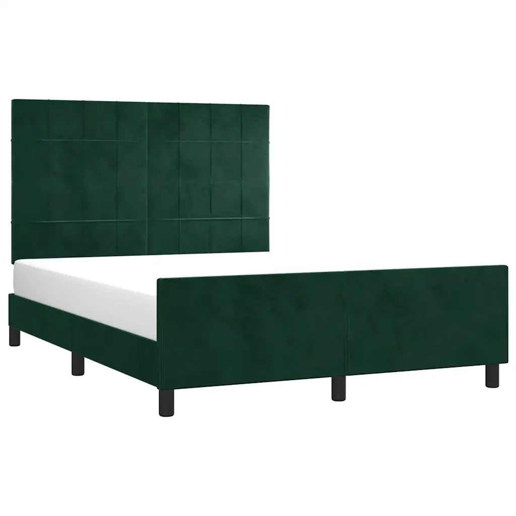 Letto matrimoniale | Letto per adulti | Giroletto senza Materasso Verde Scuro 140x190 cm in Velluto - Image 3