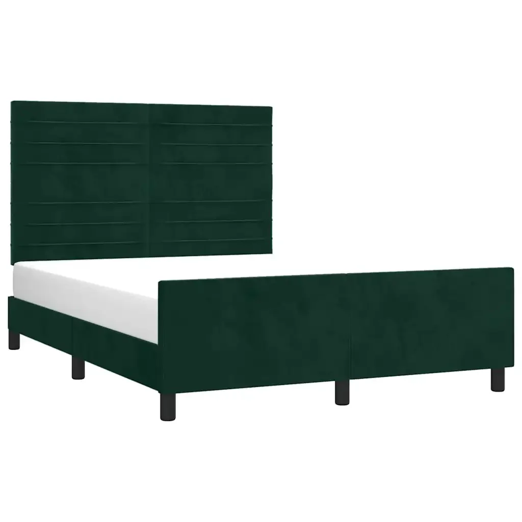 Letto matrimoniale | Letto per adulti | Giroletto senza Materasso Verde Scuro 140x190 cm in Velluto - Image 3
