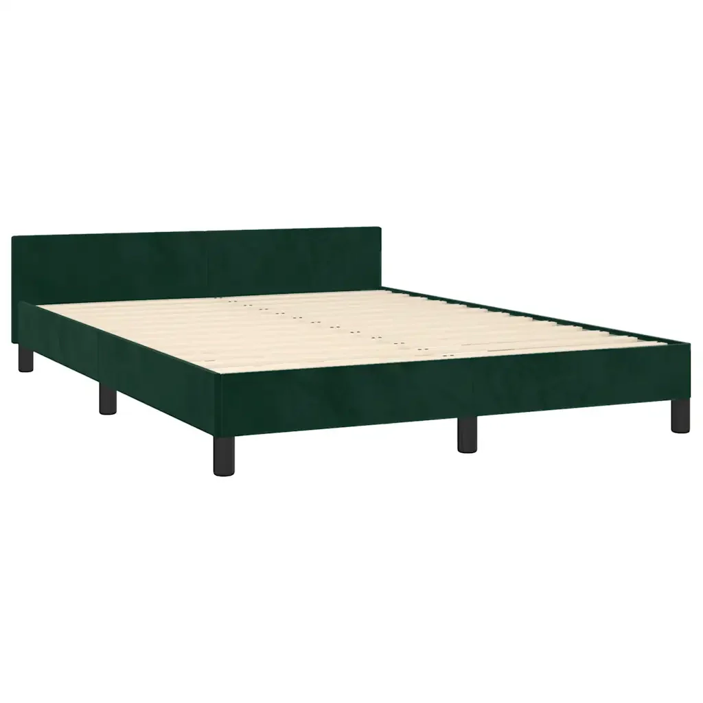 Letto matrimoniale | Letto per adulti | Giroletto senza Materasso Verde Scuro 140x190 cm in Velluto - Image 5
