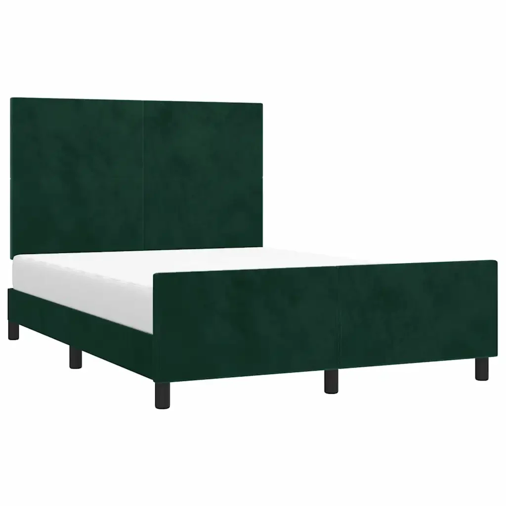 Letto matrimoniale | Letto per adulti | Giroletto senza Materasso Verde Scuro 140x190 cm in Velluto - Image 4