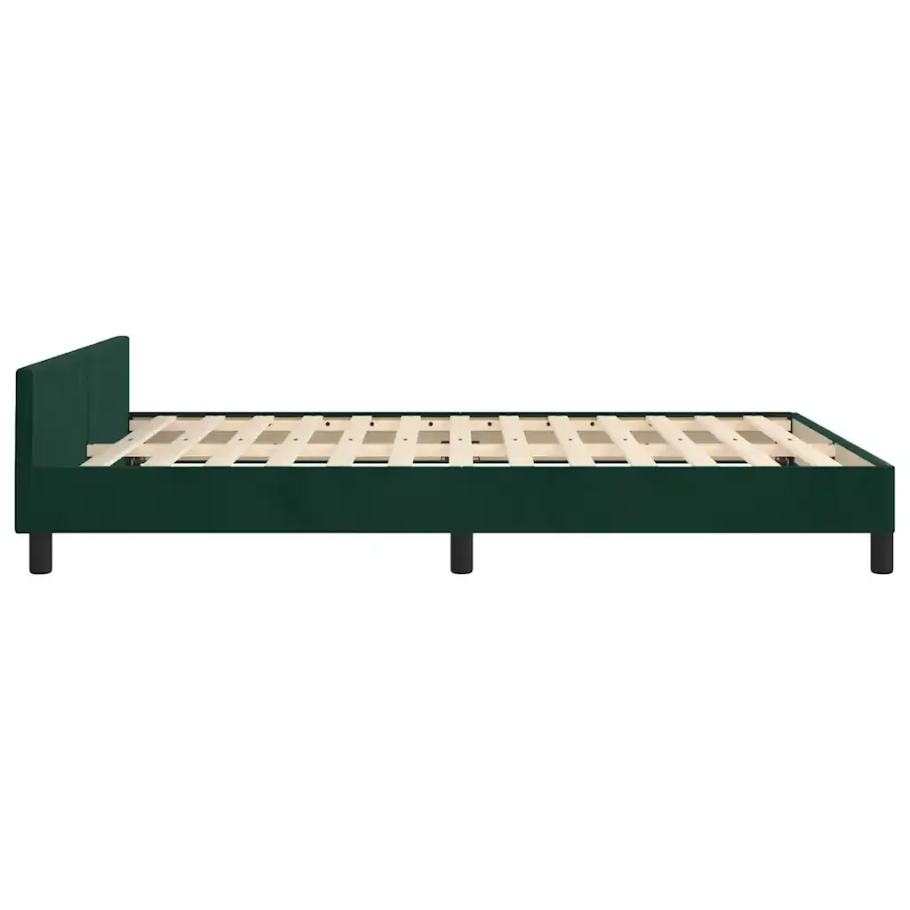 Letto matrimoniale | Letto per adulti | Giroletto senza Materasso Verde Scuro 140x190 cm in Velluto - Image 8