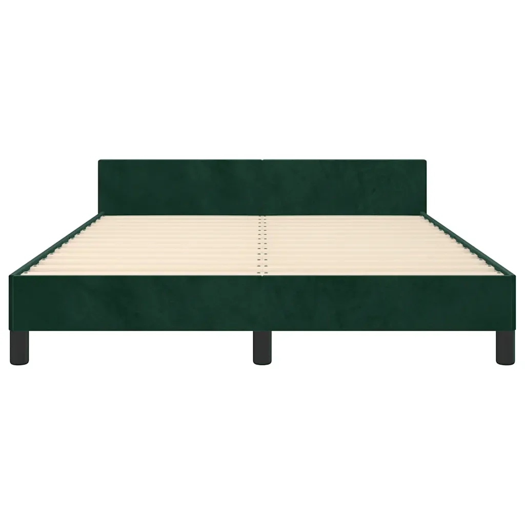 Letto matrimoniale | Letto per adulti | Giroletto senza Materasso Verde Scuro 140x190 cm in Velluto - Image 6