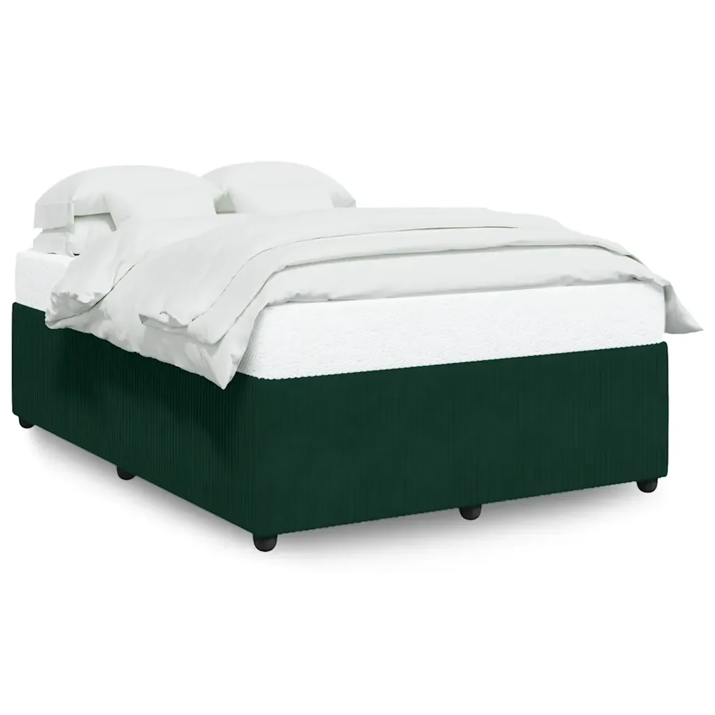 Letto matrimoniale | Letto per adulti | Giroletto senza Materasso Verde Scuro 140x190 cm in Velluto