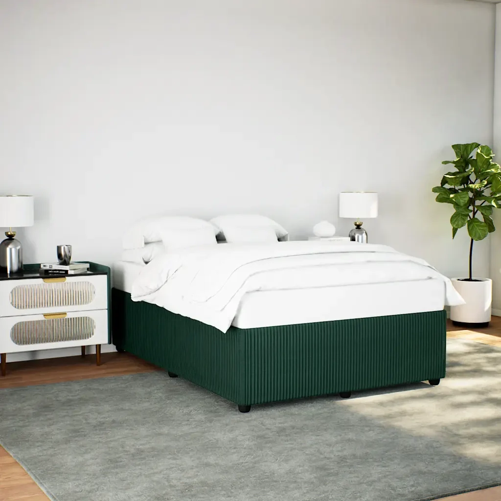 Letto matrimoniale | Letto per adulti | Giroletto senza Materasso Verde Scuro 140x190 cm in Velluto - Image 2