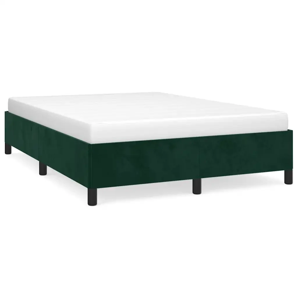 Letto matrimoniale | Letto per adulti | Giroletto senza Materasso Verde Scuro 140x190 cm in Velluto