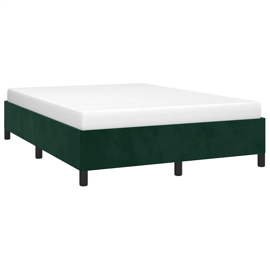 Letto matrimoniale | Letto per adulti | Giroletto senza Materasso Verde Scuro 140x190 cm in Velluto - Image 3