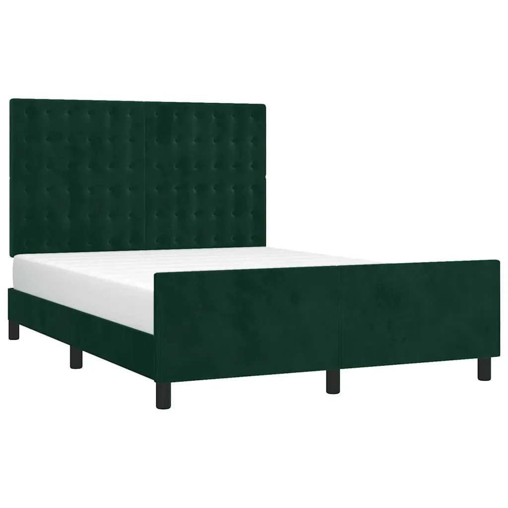 Letto matrimoniale | Letto per adulti | Giroletto senza Materasso Verde Scuro 140x200 cm in Velluto - Image 4