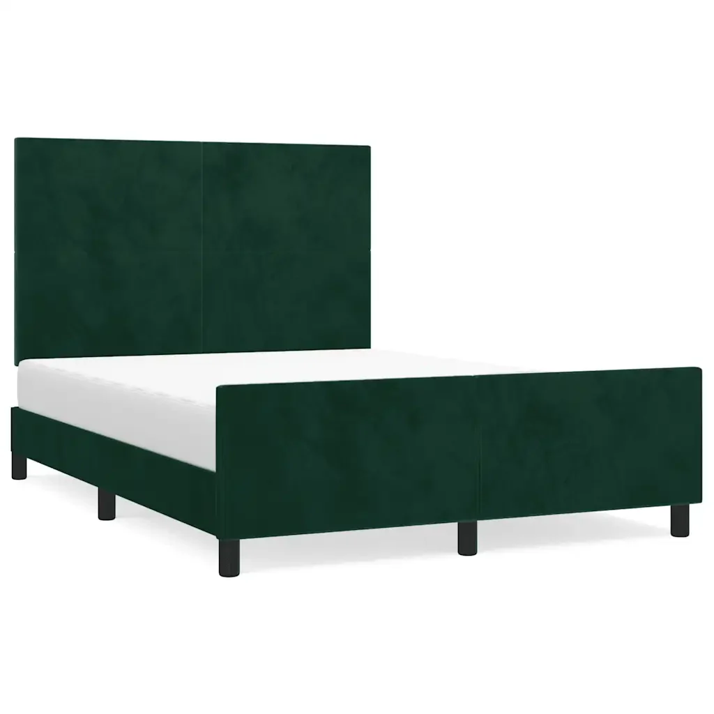 Letto matrimoniale | Letto per adulti | Giroletto senza Materasso Verde Scuro 140x200 cm in Velluto