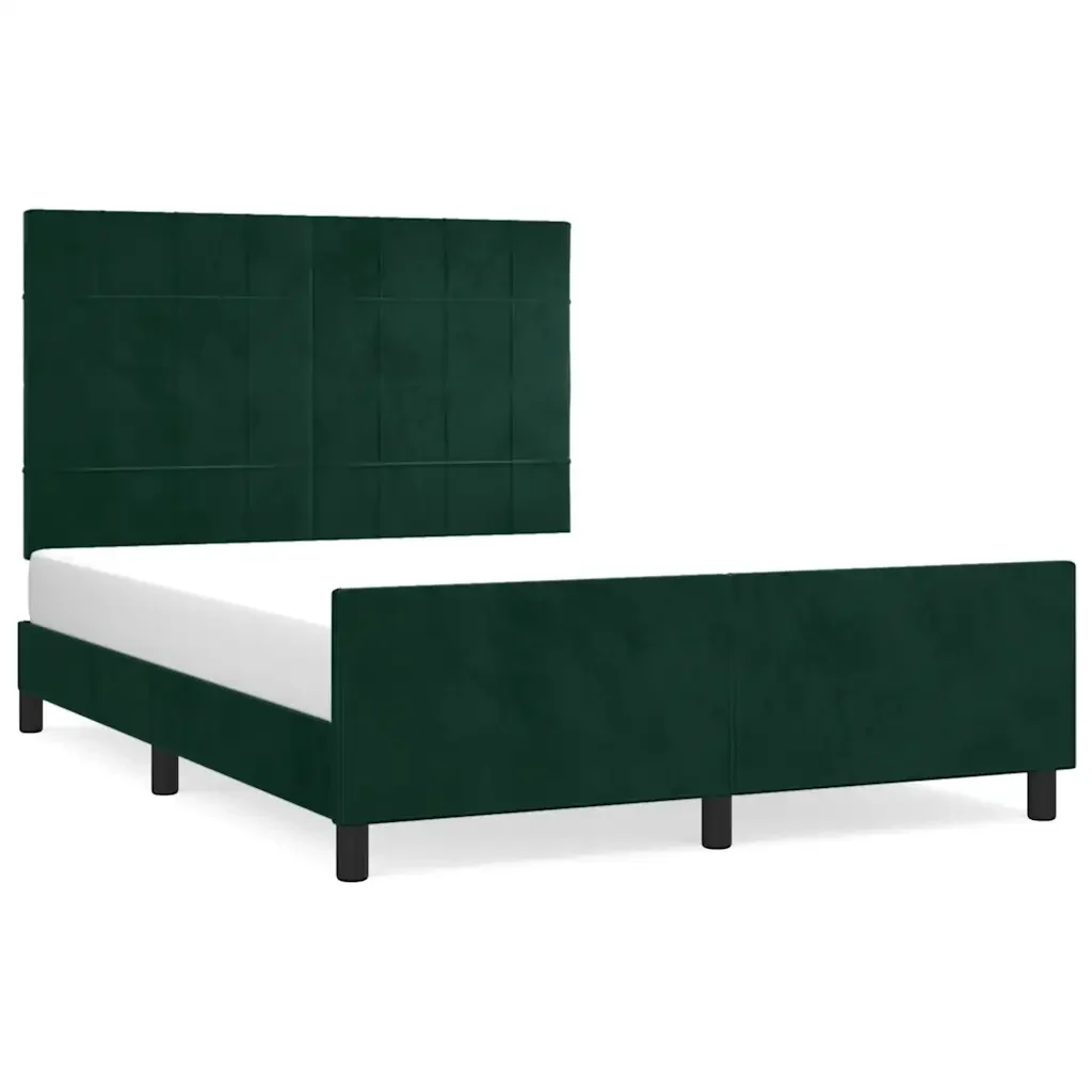 Letto matrimoniale | Letto per adulti | Giroletto senza Materasso Verde Scuro 140x200 cm in Velluto