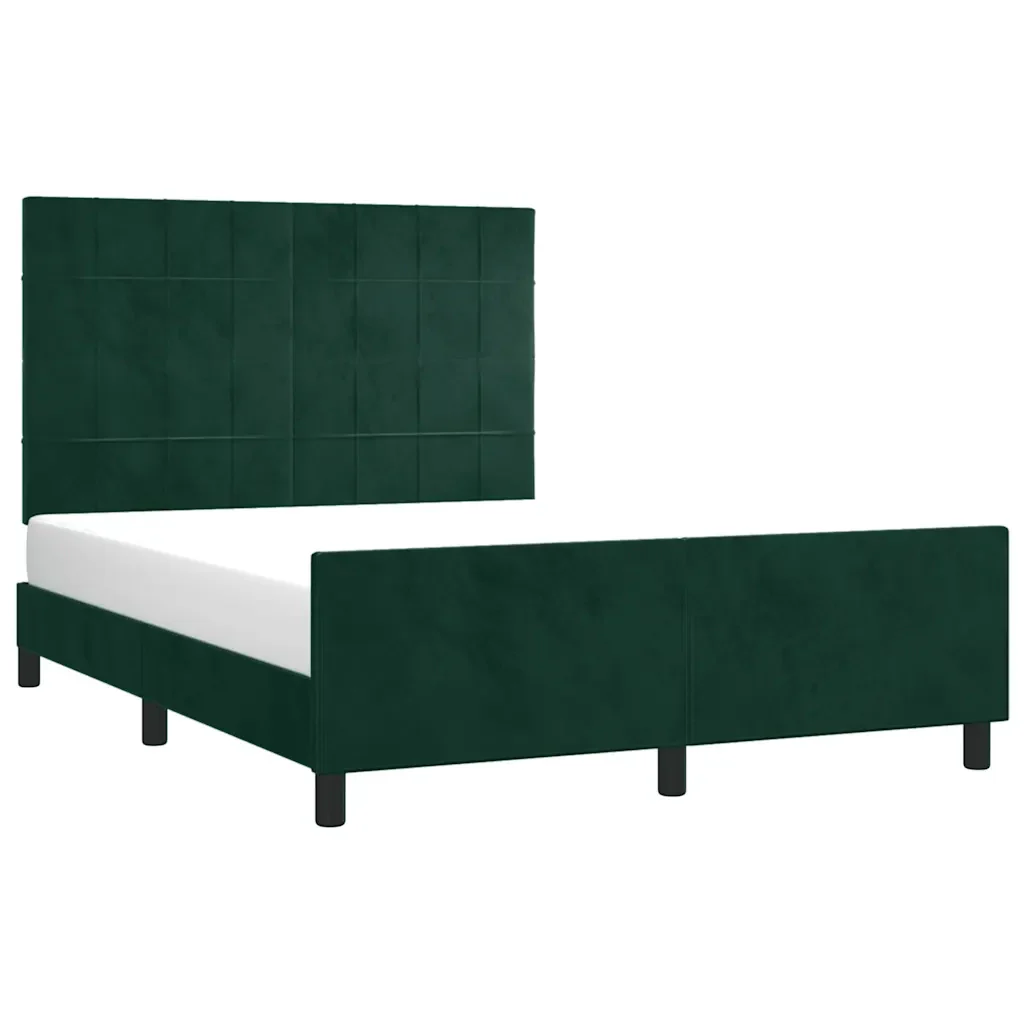 Letto matrimoniale | Letto per adulti | Giroletto senza Materasso Verde Scuro 140x200 cm in Velluto - Image 3