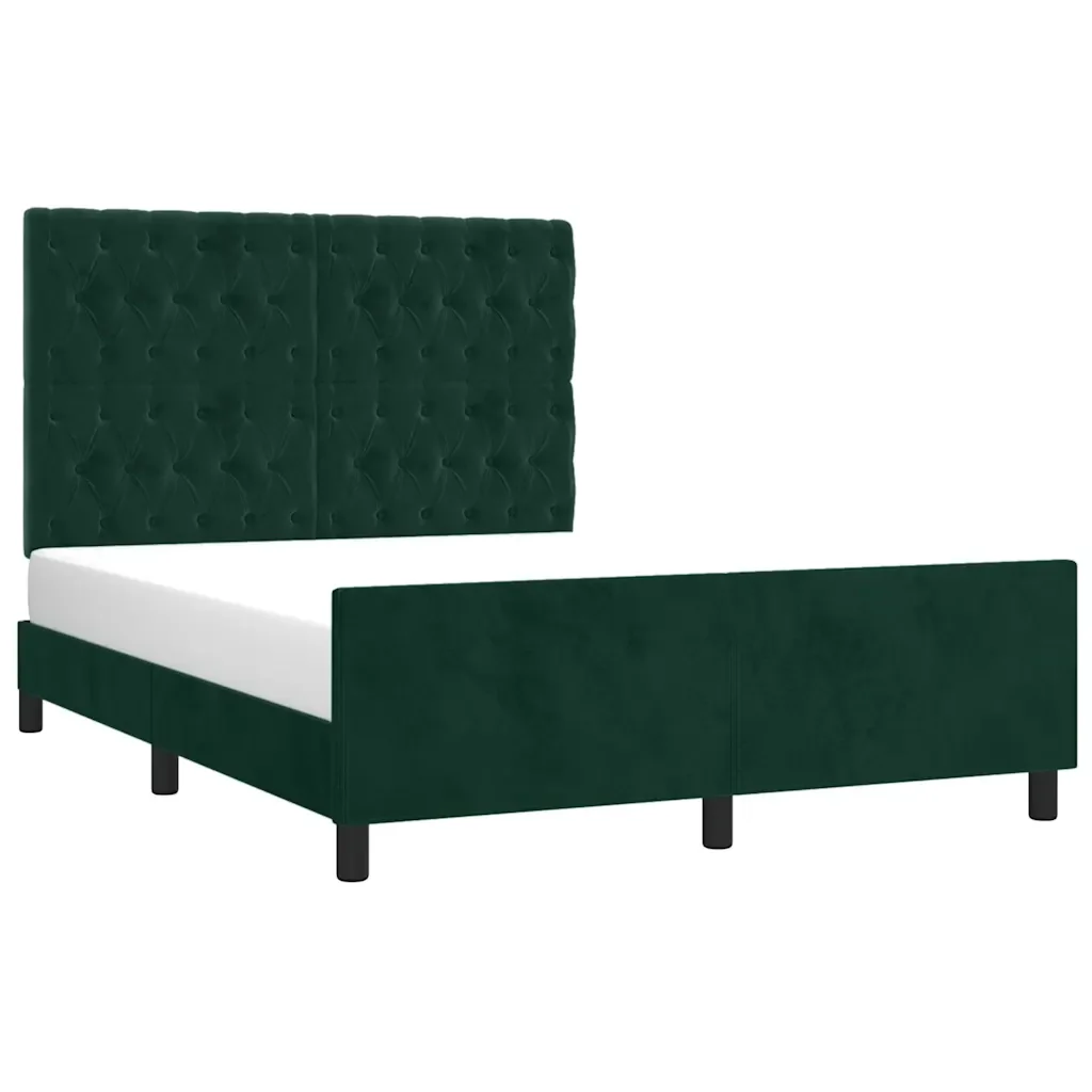 Letto matrimoniale | Letto per adulti | Giroletto senza Materasso Verde Scuro 140x200 cm in Velluto - Image 4