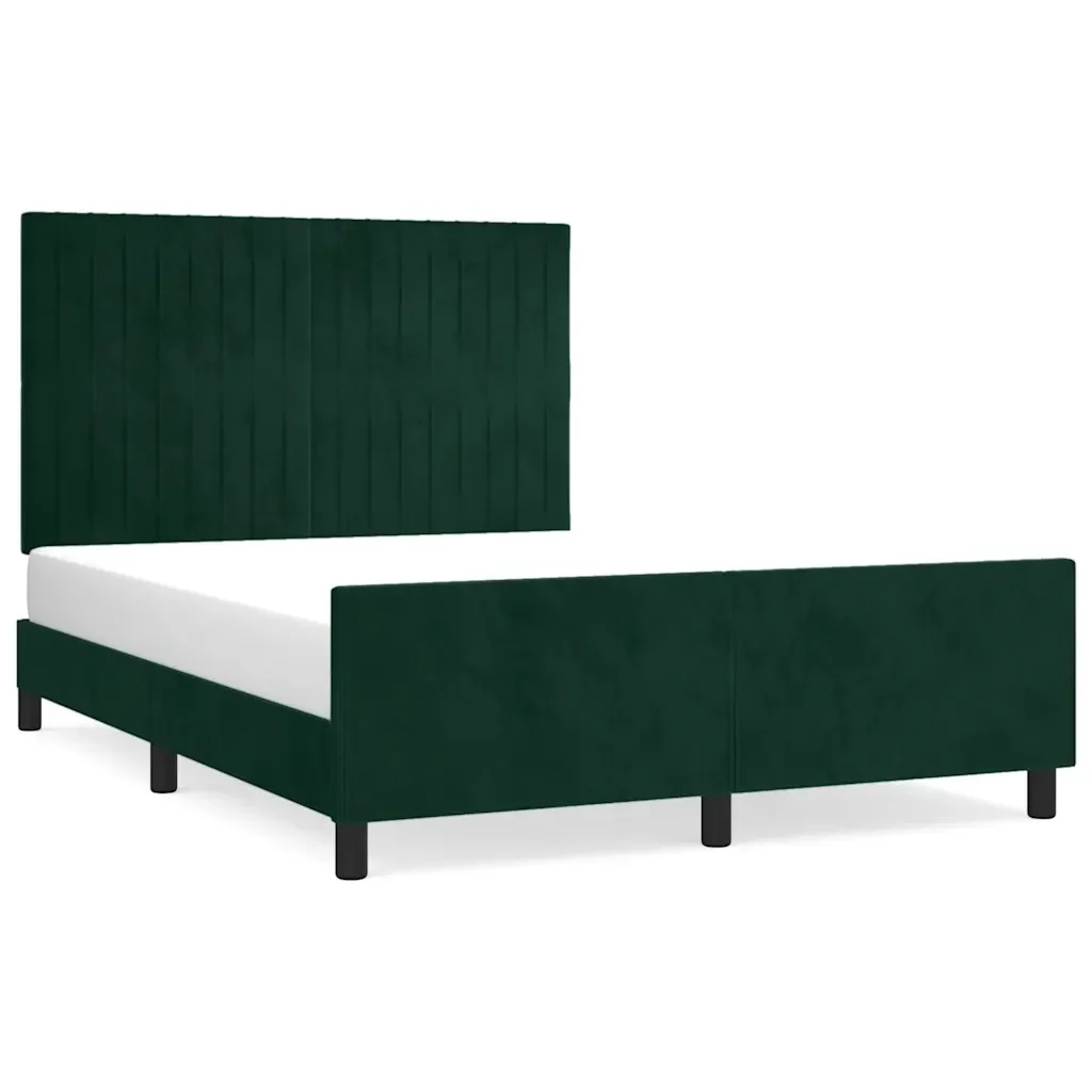 Letto matrimoniale | Letto per adulti | Giroletto senza Materasso Verde Scuro 140x200 cm in Velluto