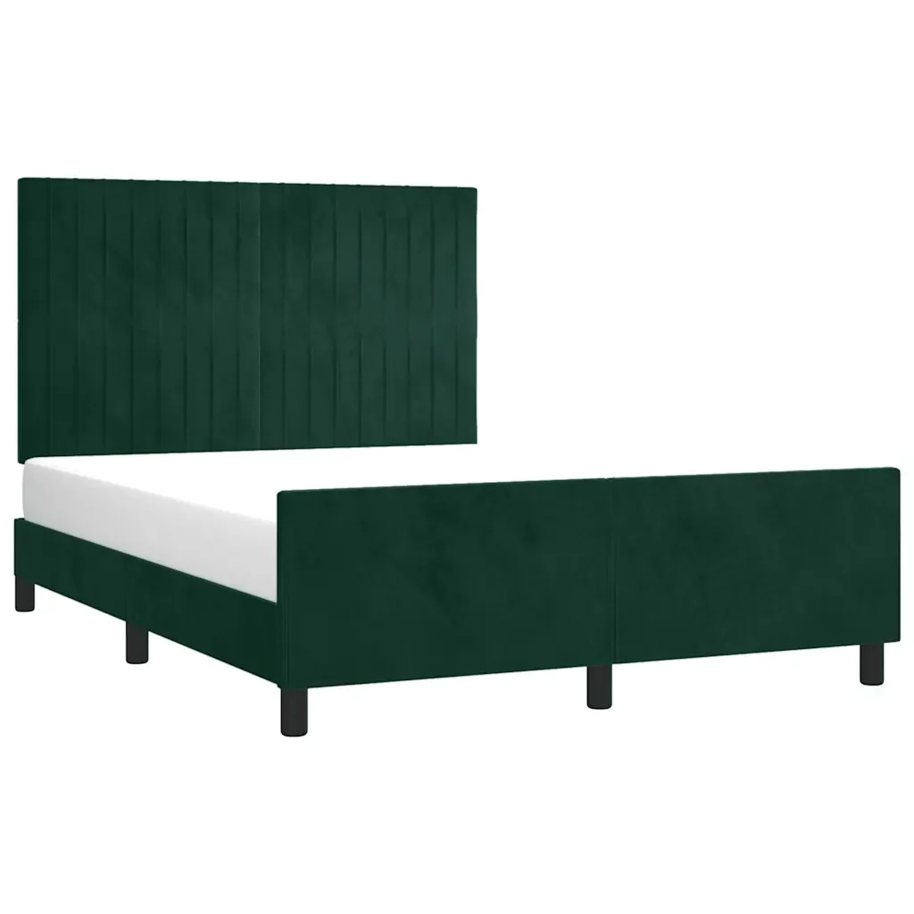 Letto matrimoniale | Letto per adulti | Giroletto senza Materasso Verde Scuro 140x200 cm in Velluto - Image 3