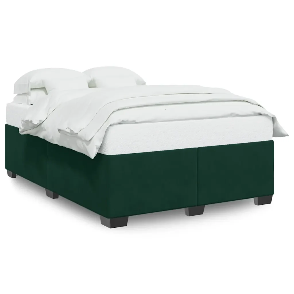 Letto matrimoniale | Letto per adulti | Giroletto senza Materasso Verde Scuro 140x200 cm in Velluto