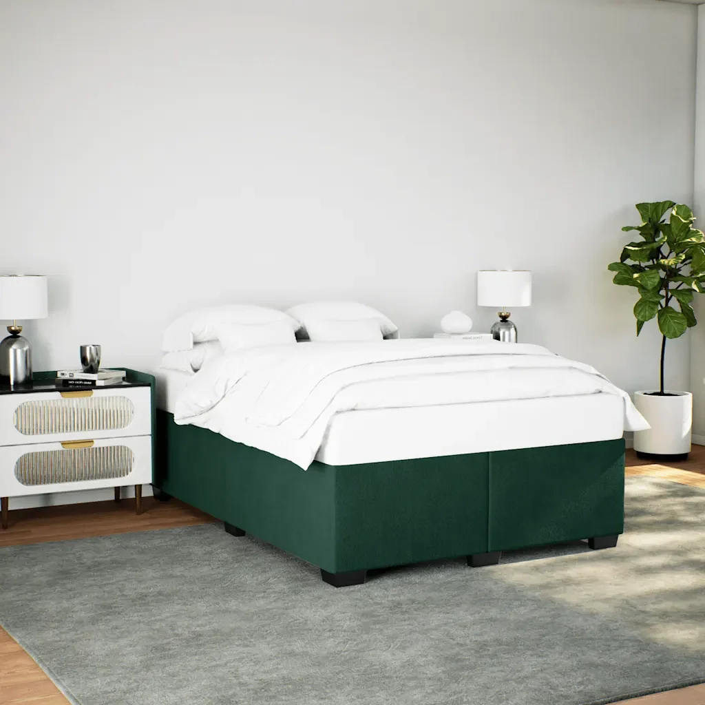 Letto matrimoniale | Letto per adulti | Giroletto senza Materasso Verde Scuro 140x200 cm in Velluto - Image 2