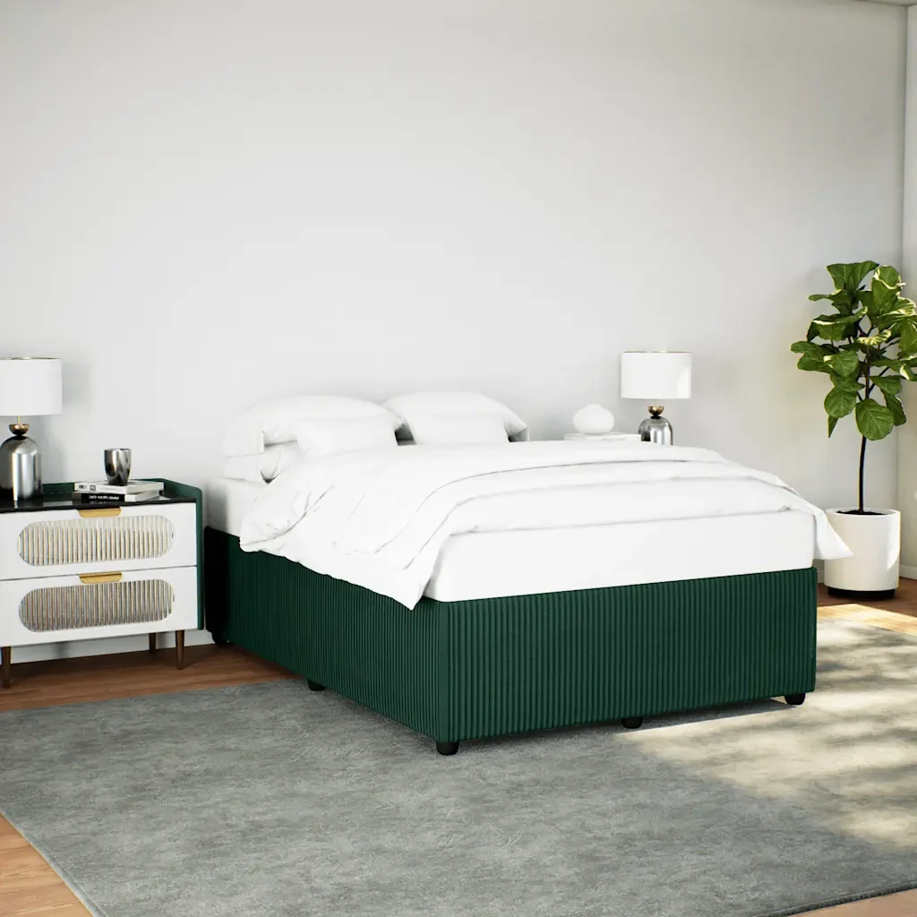 Letto matrimoniale | Letto per adulti | Giroletto senza Materasso Verde Scuro 140x200 cm in Velluto - Image 2