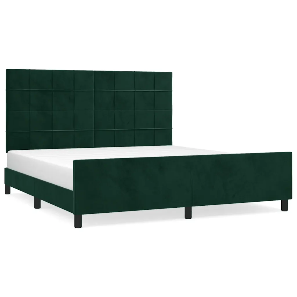 Letto matrimoniale | Letto per adulti | Giroletto senza Materasso Verde Scuro 160x200 cm in Velluto