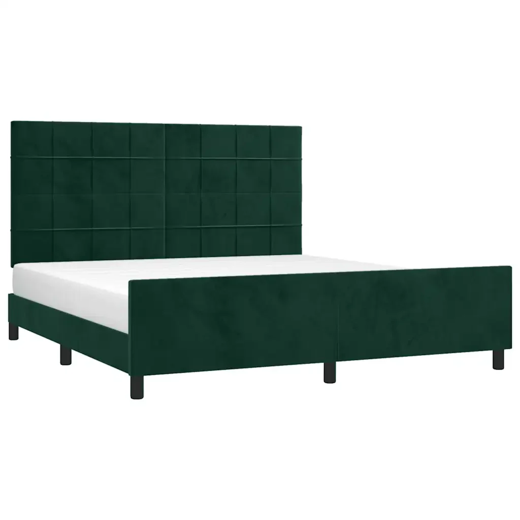 Letto matrimoniale | Letto per adulti | Giroletto senza Materasso Verde Scuro 160x200 cm in Velluto - Image 3