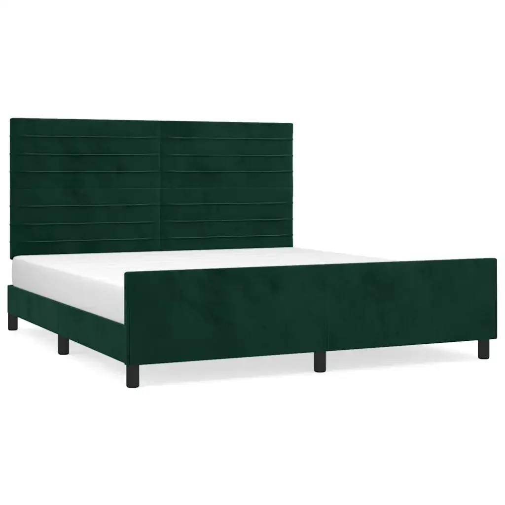 Letto matrimoniale | Letto per adulti | Giroletto senza Materasso Verde Scuro 160x200 cm in Velluto
