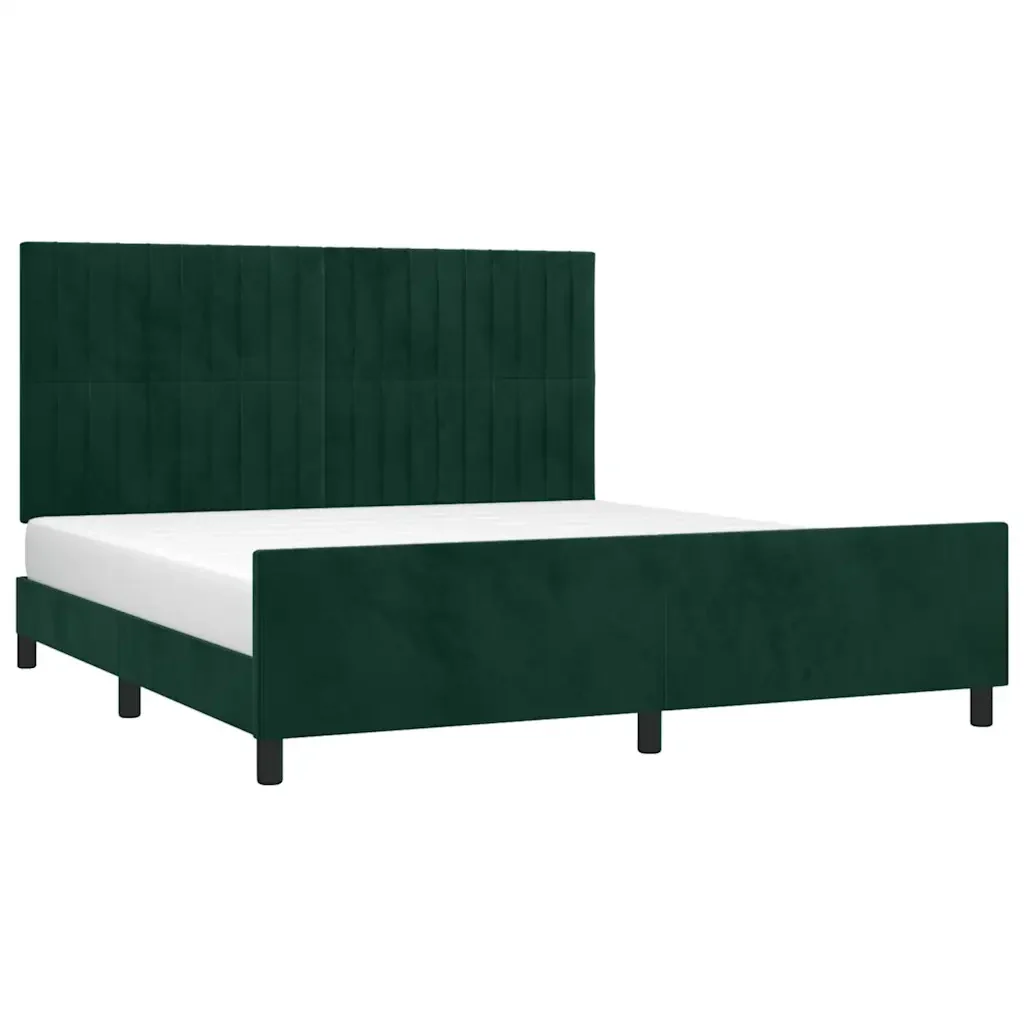 Letto matrimoniale | Letto per adulti | Giroletto senza Materasso Verde Scuro 160x200 cm in Velluto - Image 3