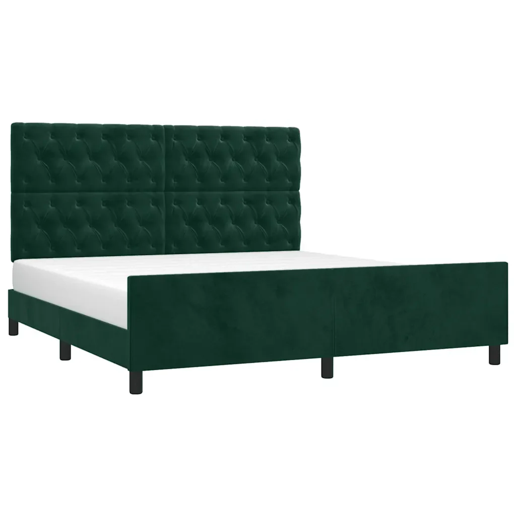 Letto matrimoniale | Letto per adulti | Giroletto senza Materasso Verde Scuro 160x200 cm in Velluto - Image 4